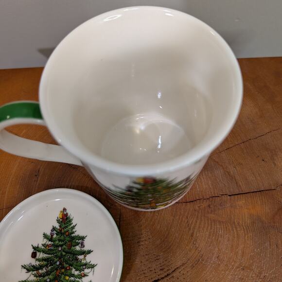 Spode Christmas Tree Mug & Coaster Set Festive Holiday Gift Decoration Cocoa Tea - Picture 6 of 7